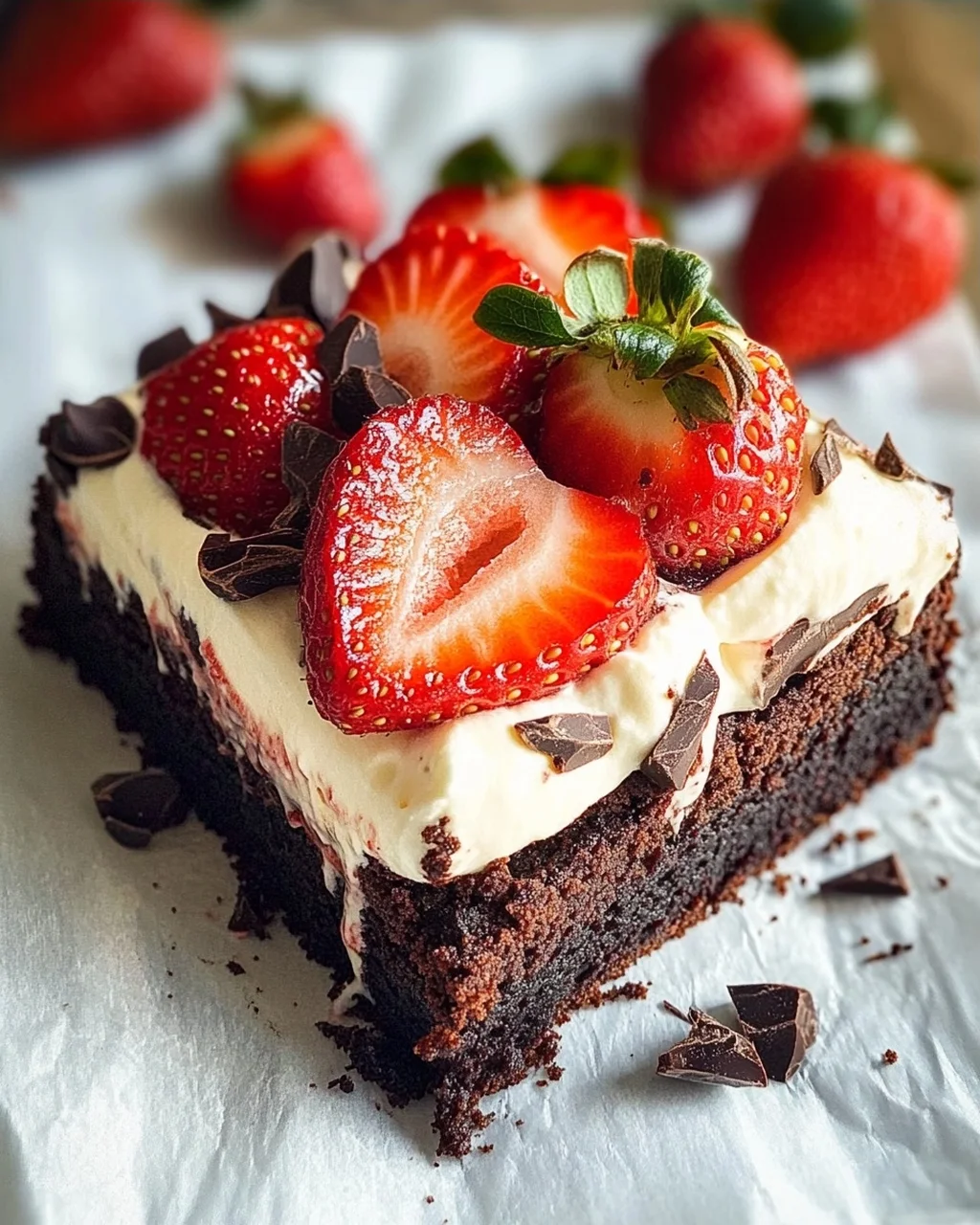 Brownie mit Mascarpone und Erdbeeren
