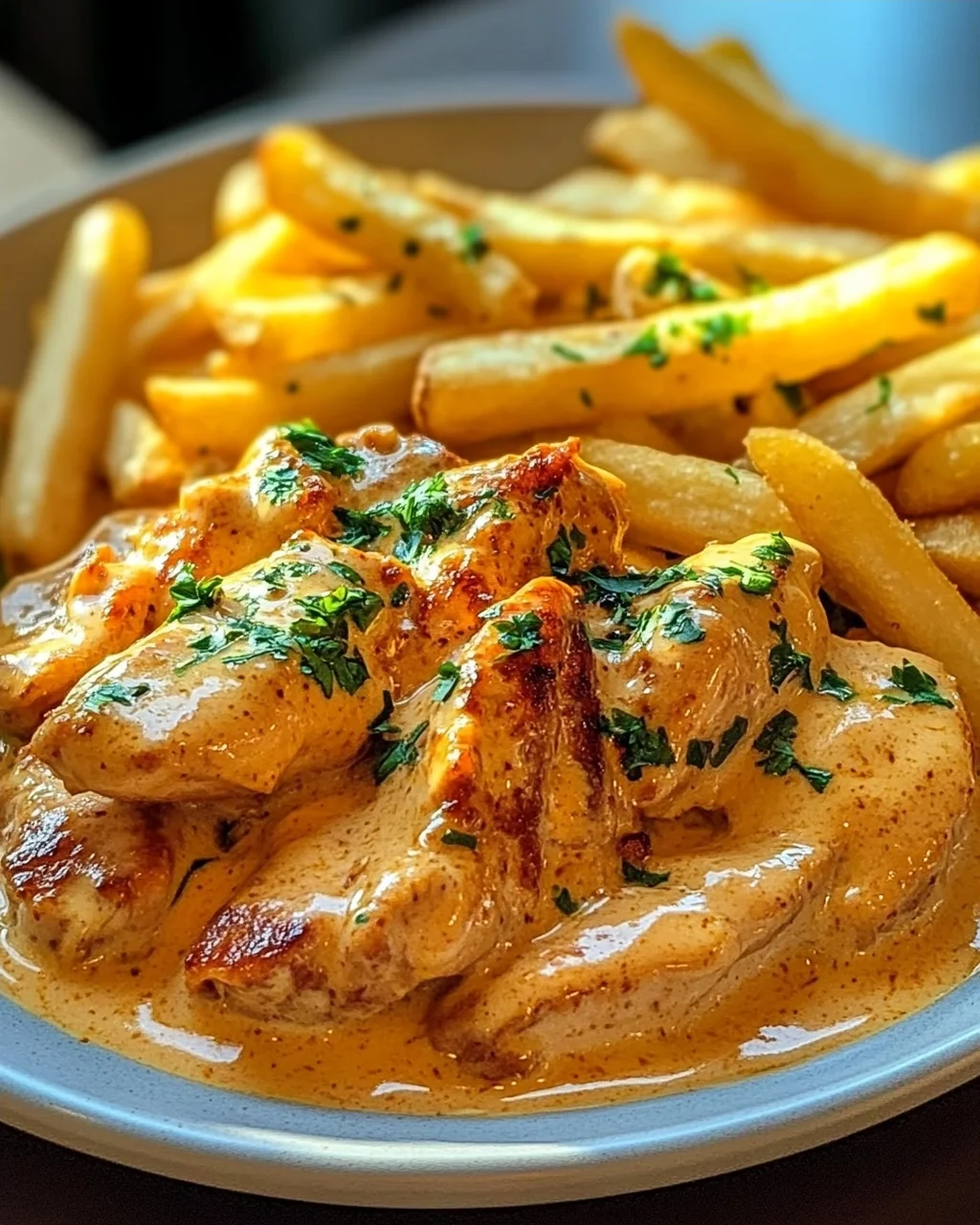 Butter Chicken mit Knoblauchsauce und Pommes – Lecker genießen!