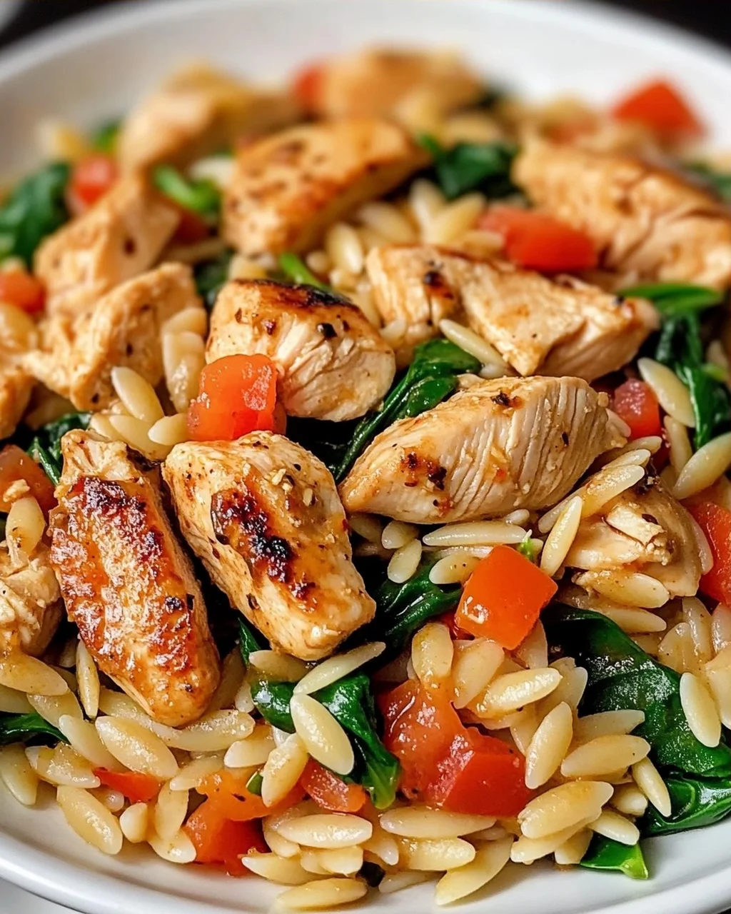 Cajun-Hühnchen Orzo mit Spinat für Eilige Köche