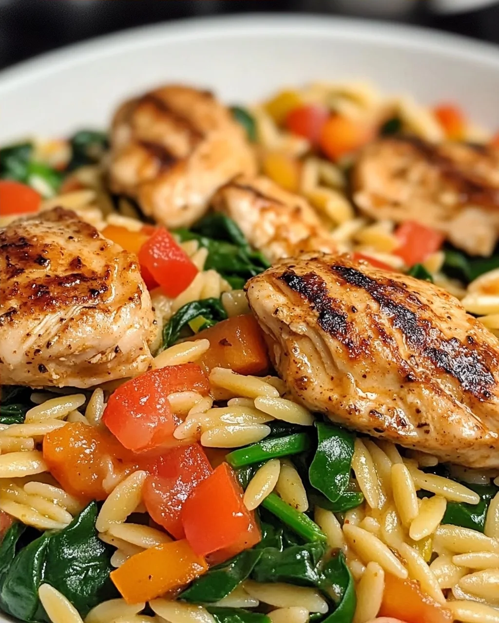 Cajun-Hühnchen Orzo mit Spinat für Eilige Köche