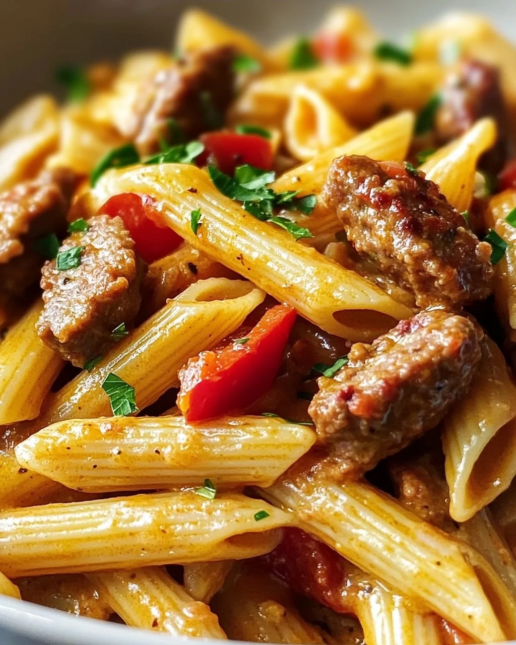 Cremige Cajun Rinderwurst Pasta mit Penne – Extra Aromatisch