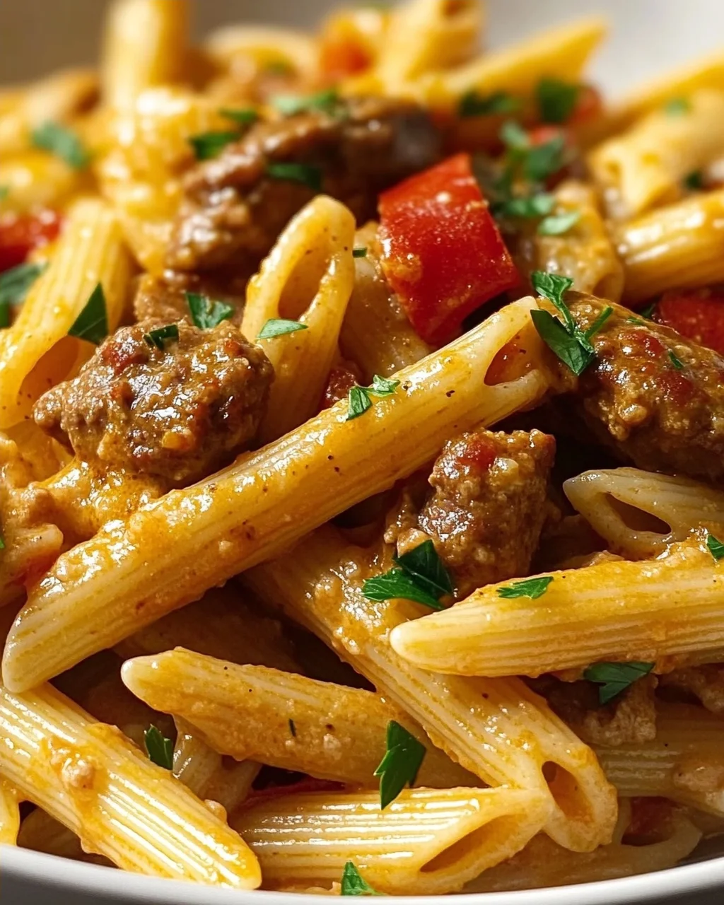 Cremige Cajun Rinderwurst Pasta mit Penne – Extra Aromatisch