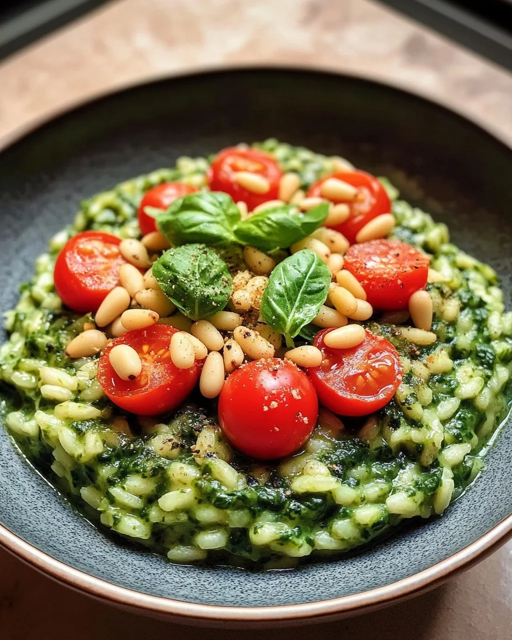 Cremiges Spinat Risotto mit frischen Kräutern