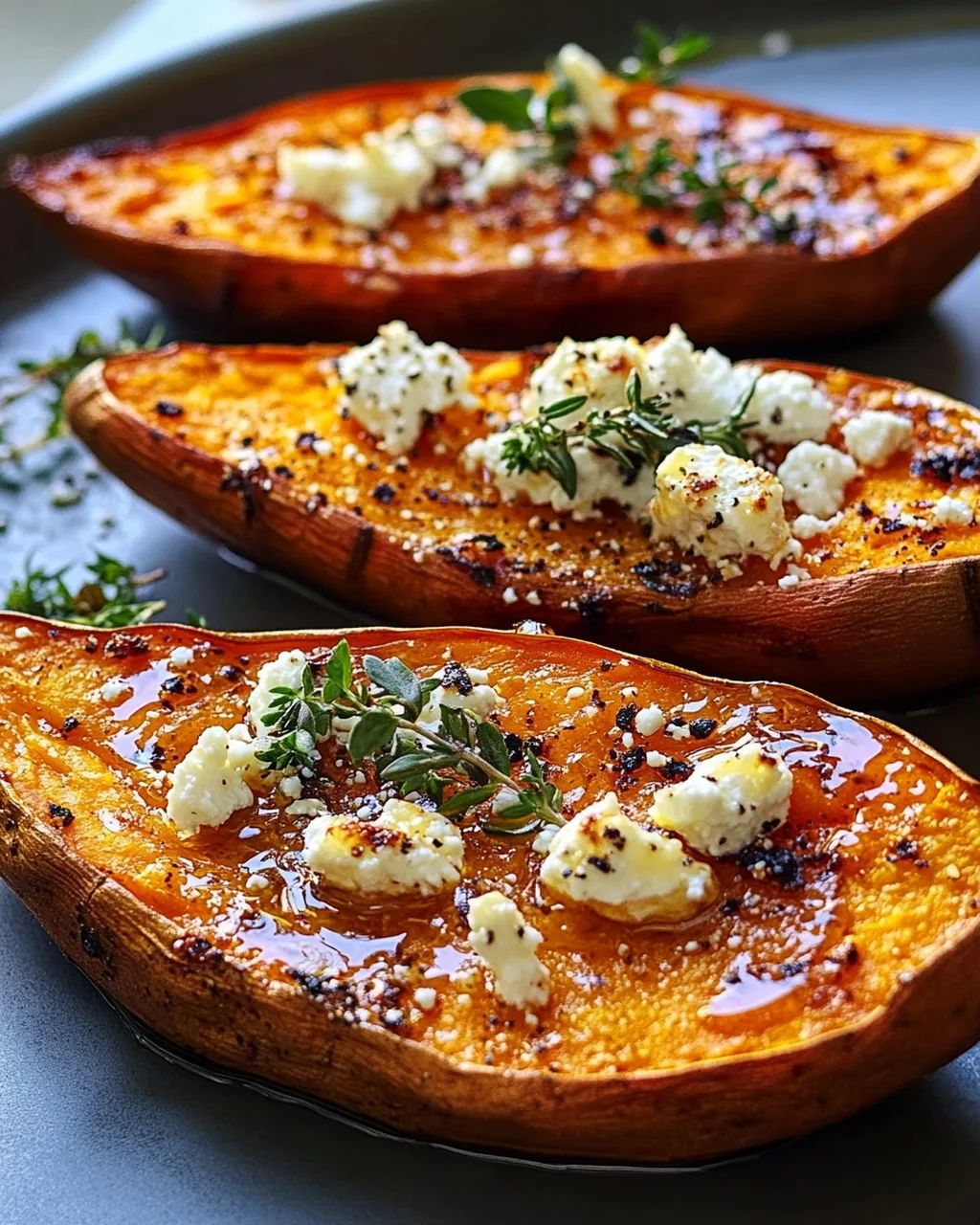 Gebackene Süßkartoffeln mit Honig & Feta – Schnell & lecker!