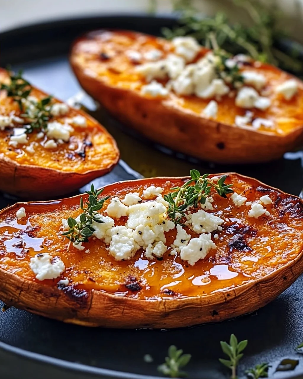 Gebackene Süßkartoffeln mit Honig & Feta – Schnell & lecker!