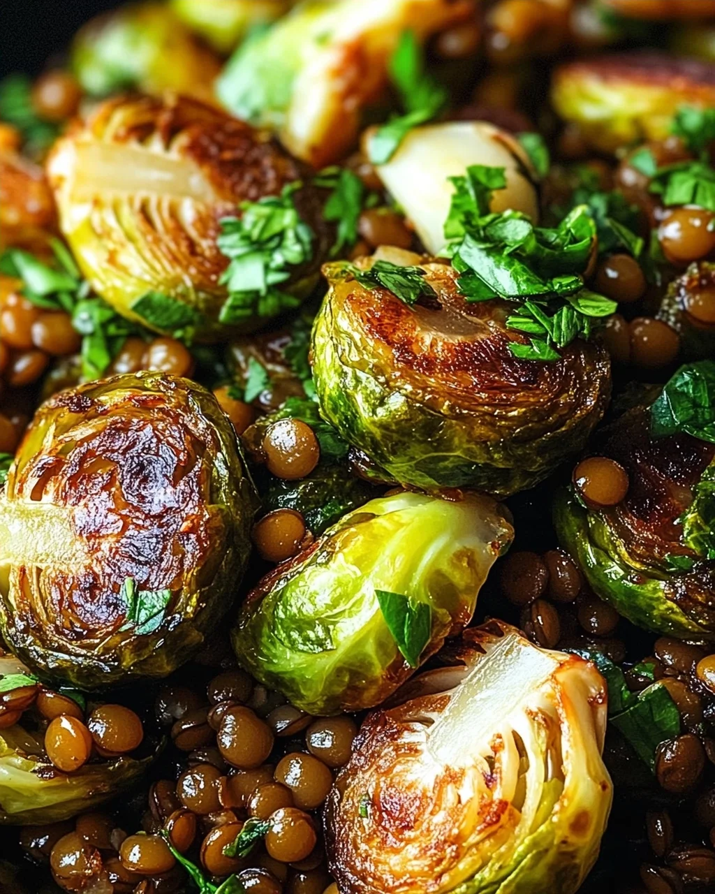 Gebratener Rosenkohl mit Berglinsen