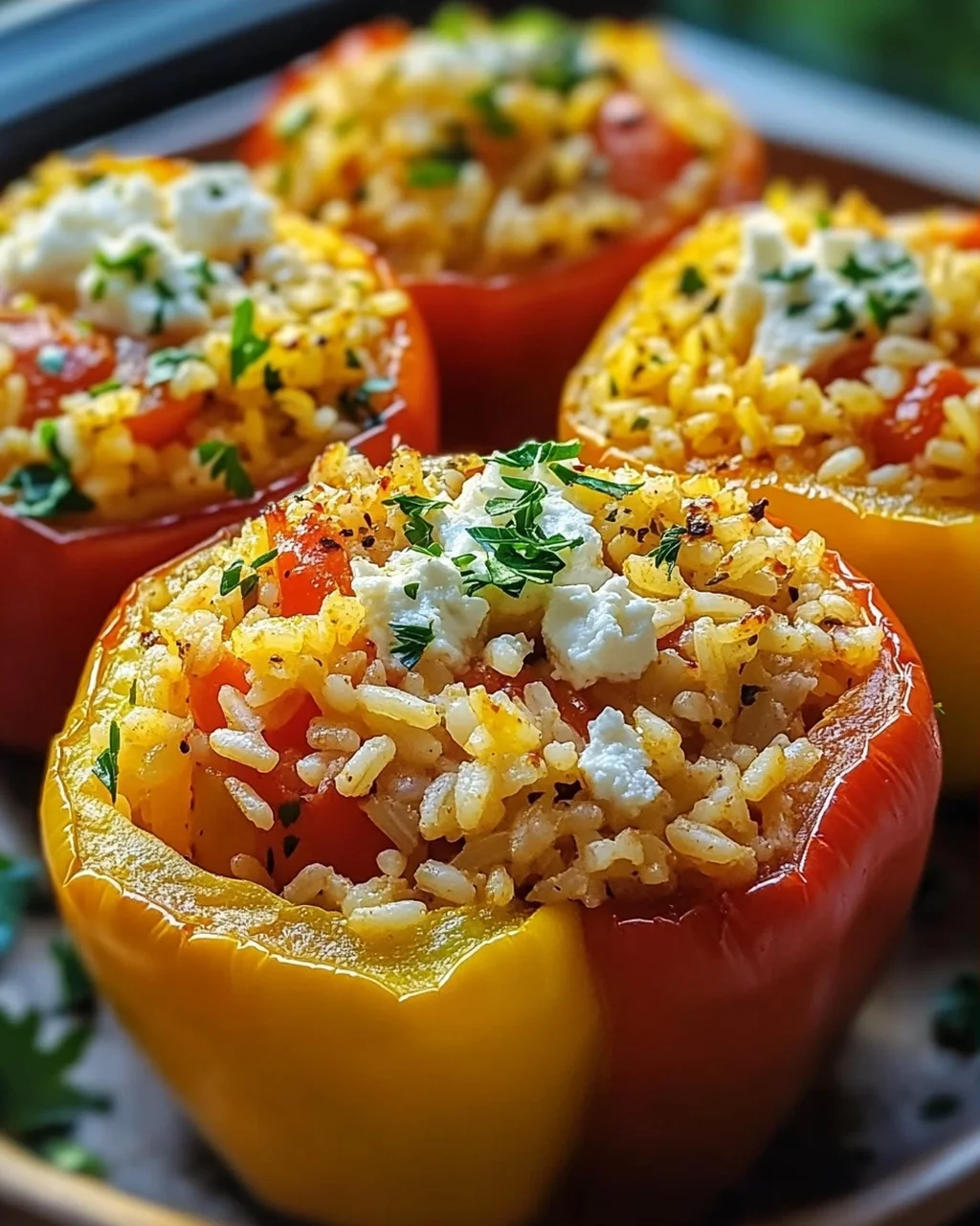 Gefüllte Paprika mit Reis und Feta
