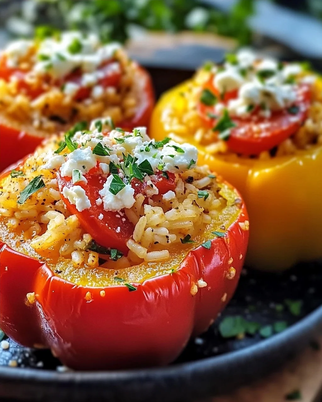 Gefüllte Paprika mit Reis und Feta