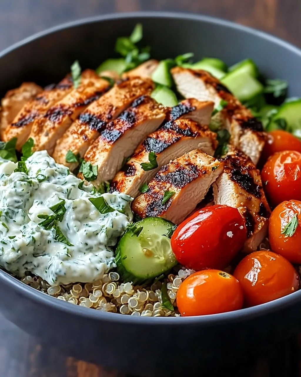 Griechische Hähnchen-Tzatziki-Bowl