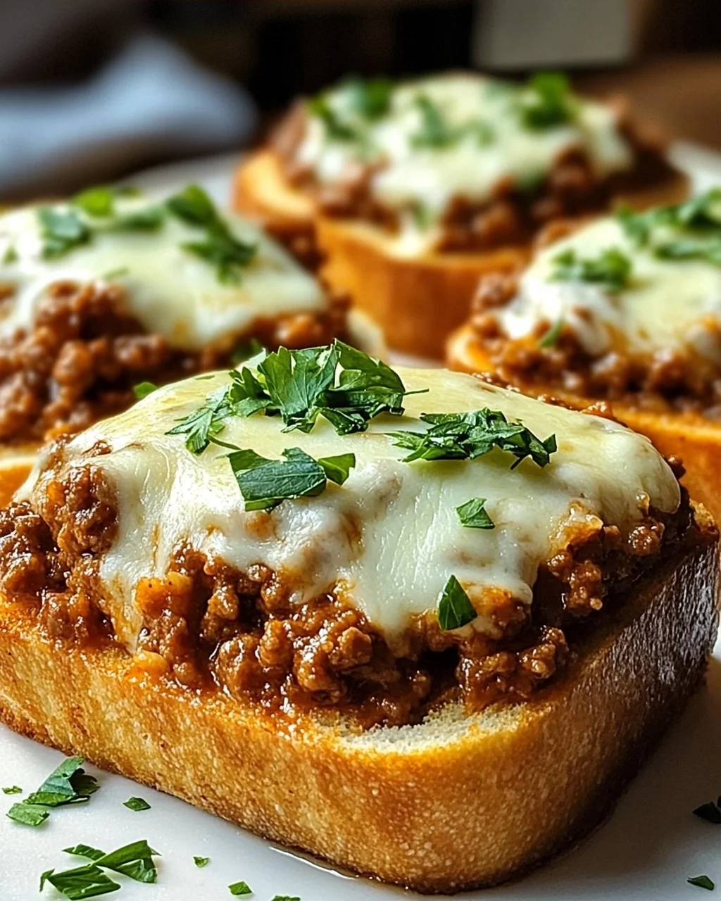 Homemade Cheesy Garlic Bread Sloppy Joe Melts