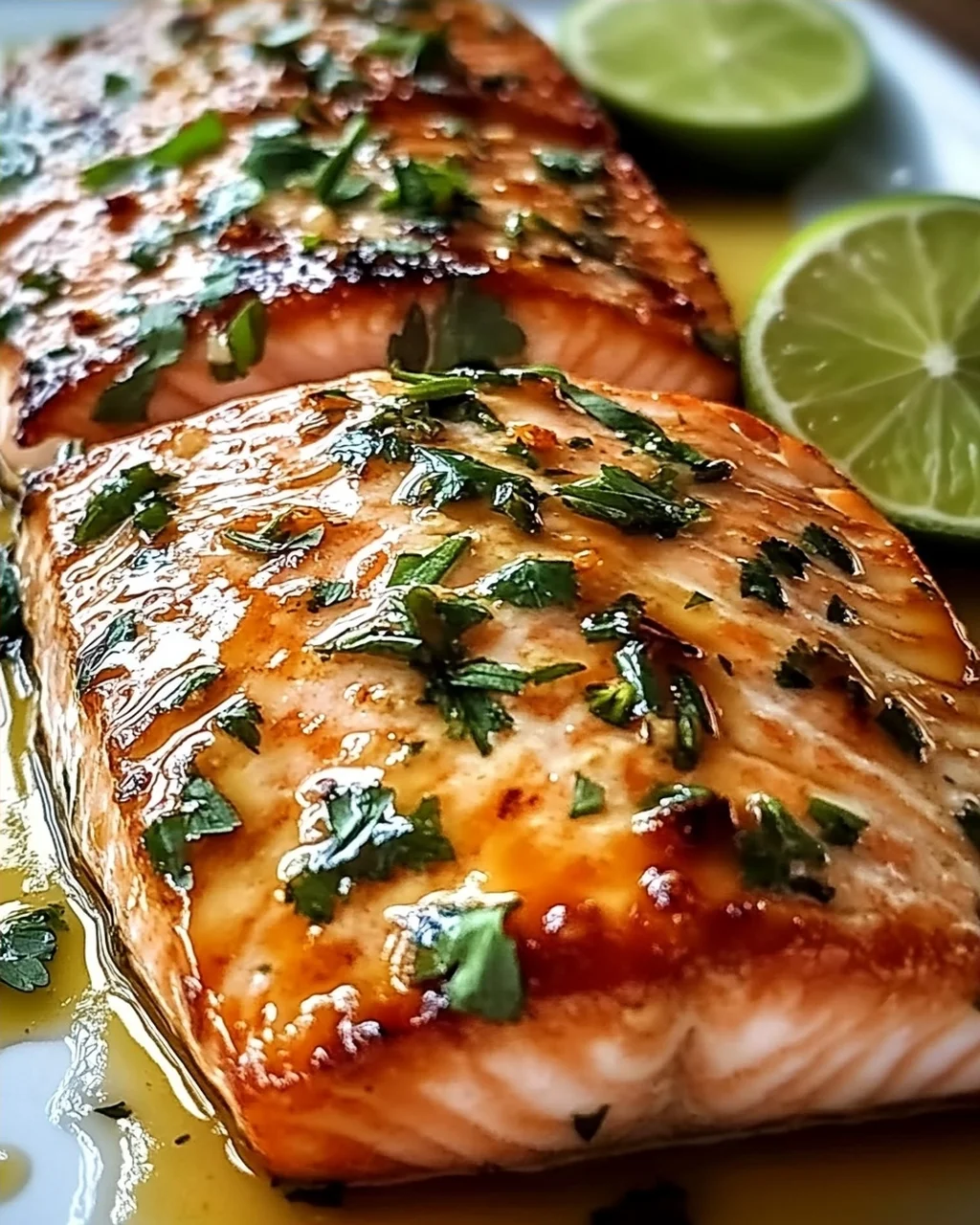 Honig-Limetten-Knoblauch-Butter gebackener Lachs Rezept
