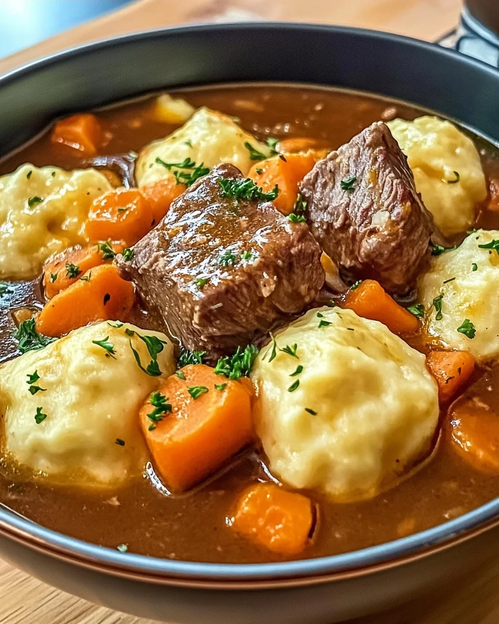 Irisches Eintopf mit Cheddar-Nocken für kalte Tage