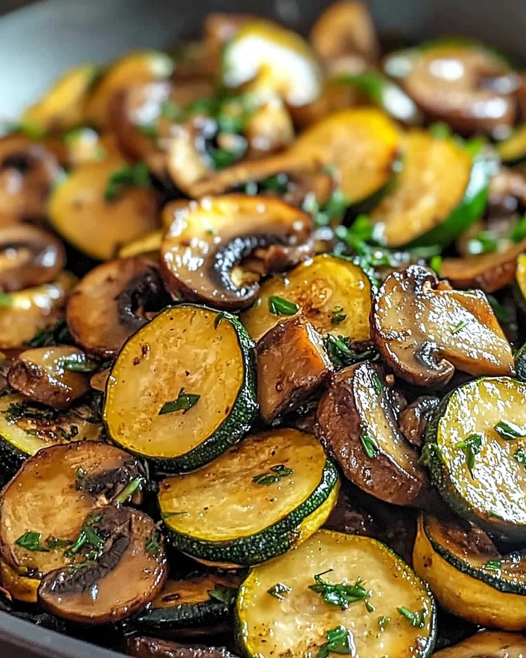 Karamellisierte Zucchini und Pilz-Pfanne für Genießer