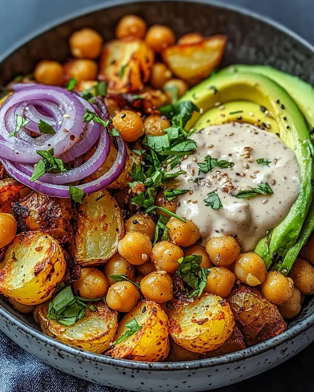 Kartoffel-Kichererbsen-Bowl