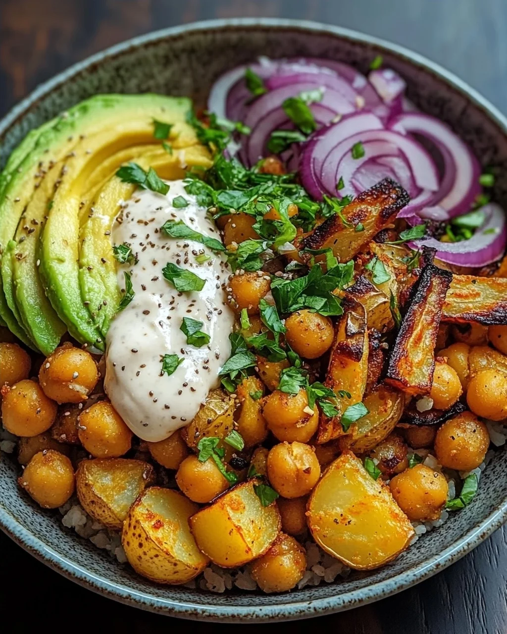 Kartoffel-Kichererbsen-Bowl