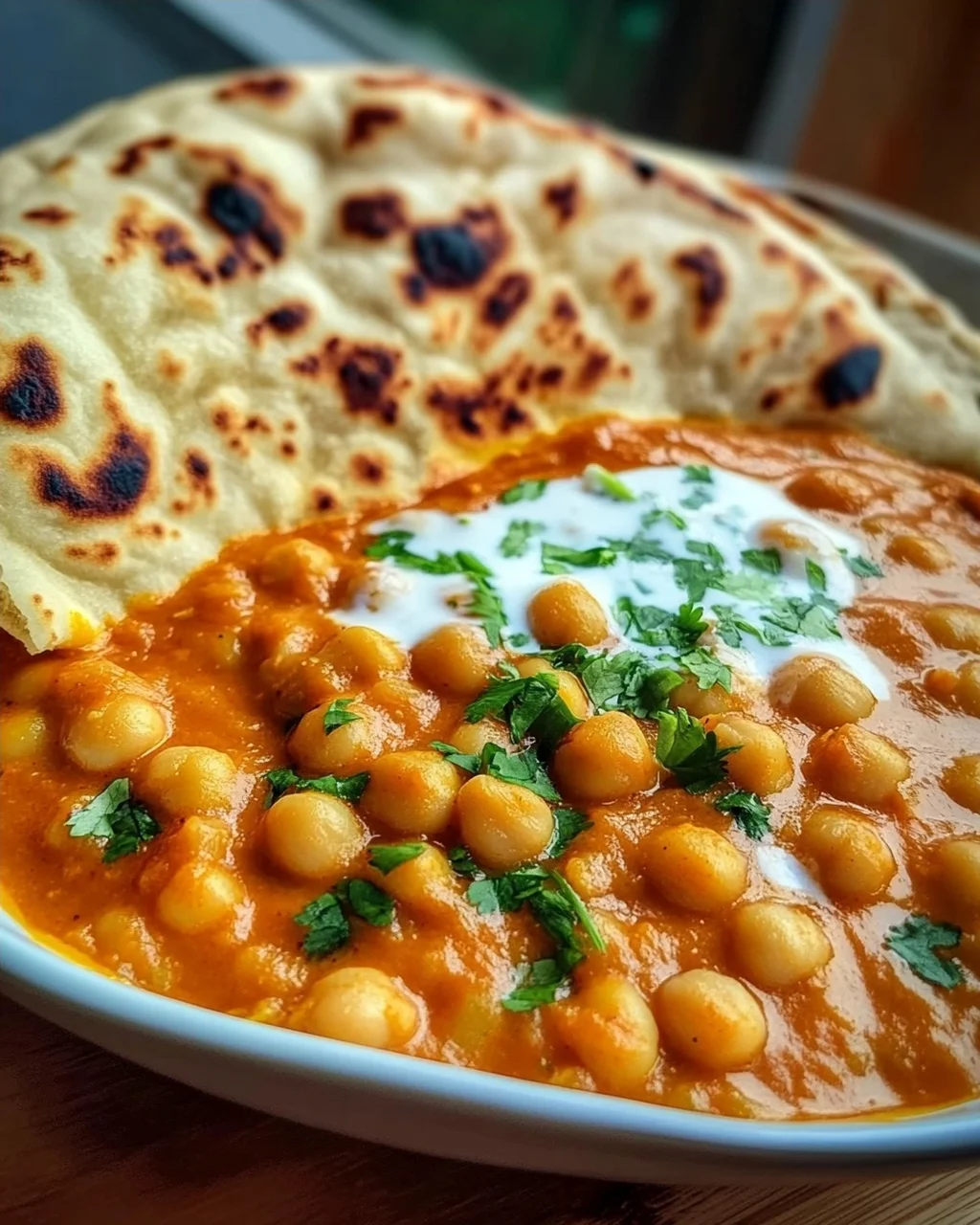 Kichererbsen-Curry mit Naan Brot