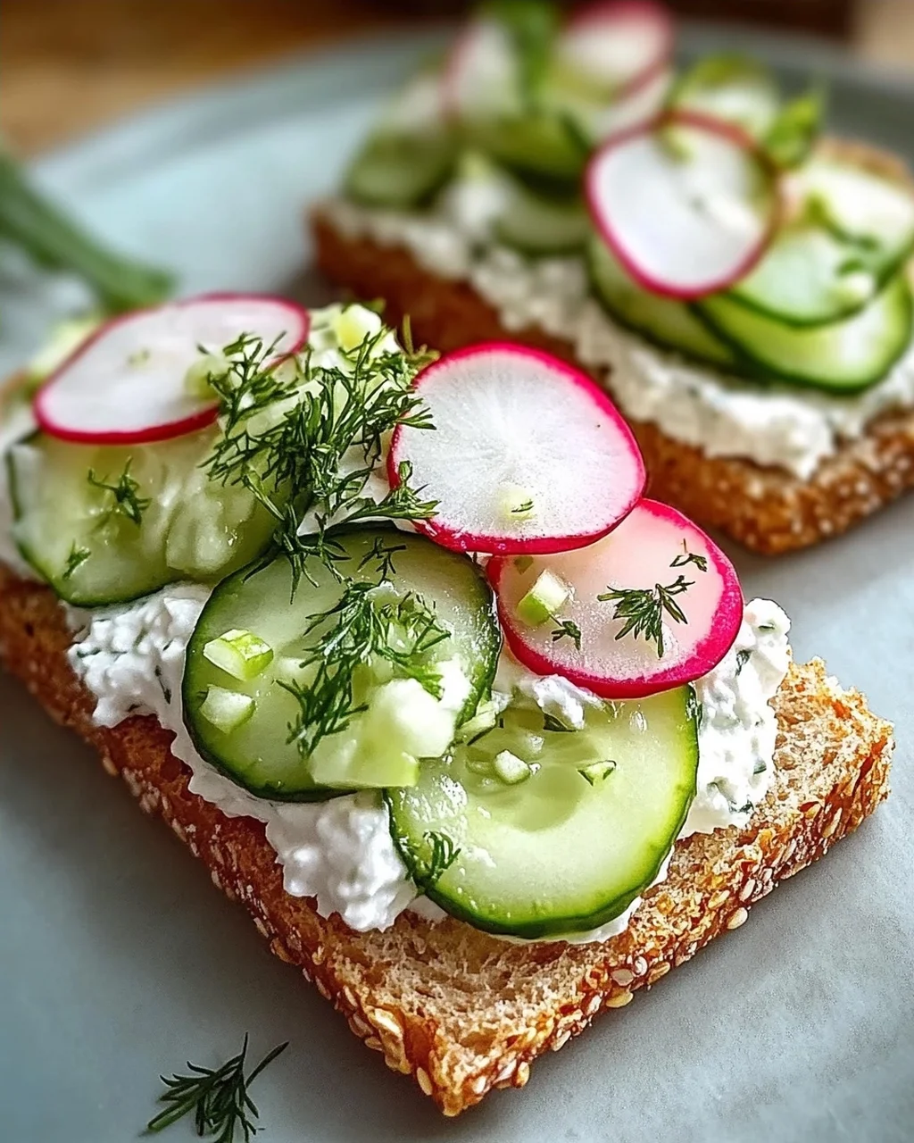 Knäckebrot mit Gurkenquark
