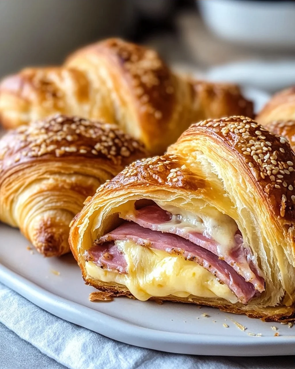 Knusprige Gebackene Rinderschinken-Käse-Croissants