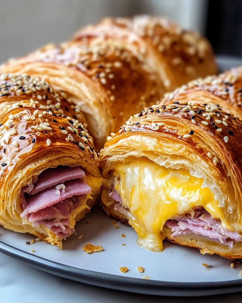 Knusprige Gebackene Rinderschinken-Käse-Croissants