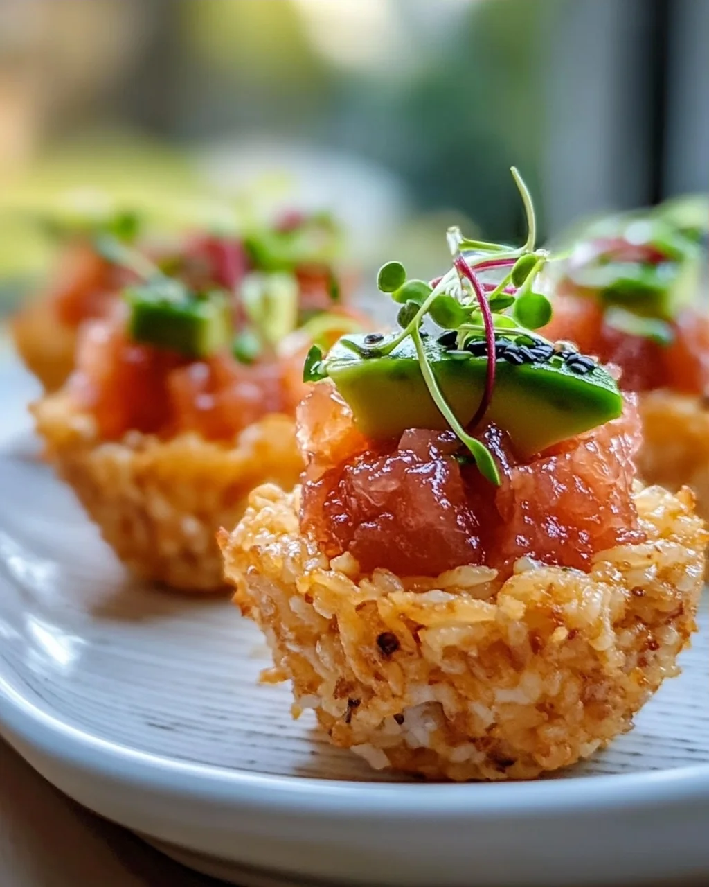 Knusprige Sushi-Tassen mit Thunfisch