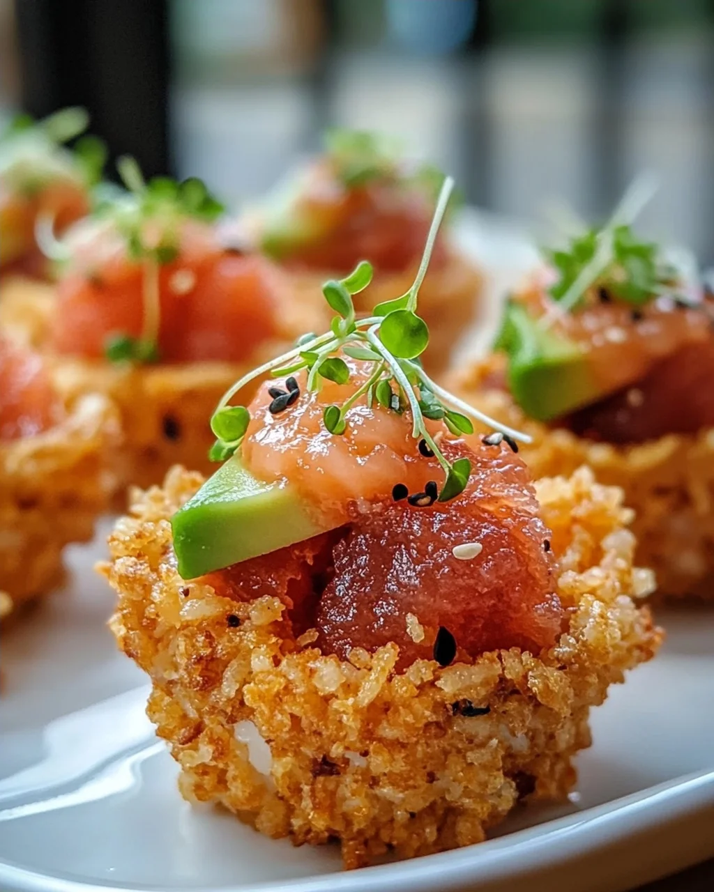 Knusprige Sushi-Tassen mit Thunfisch