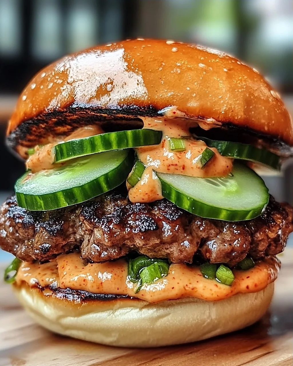 Koreanisches BBQ Bulgogi Rindfleisch Burger mit Mayo