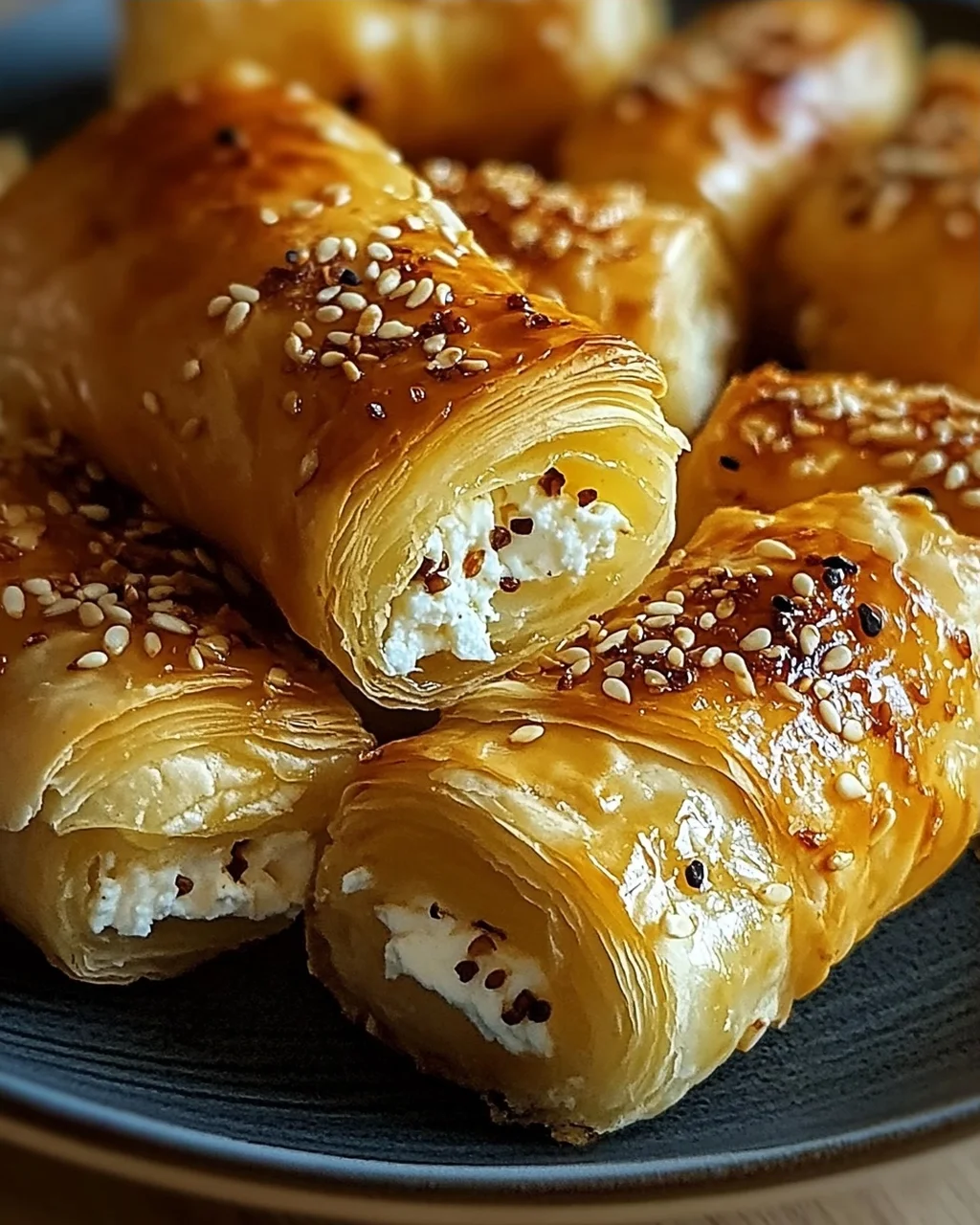 Ofen-gebackene Feta-Rollen mit Chili-Honig