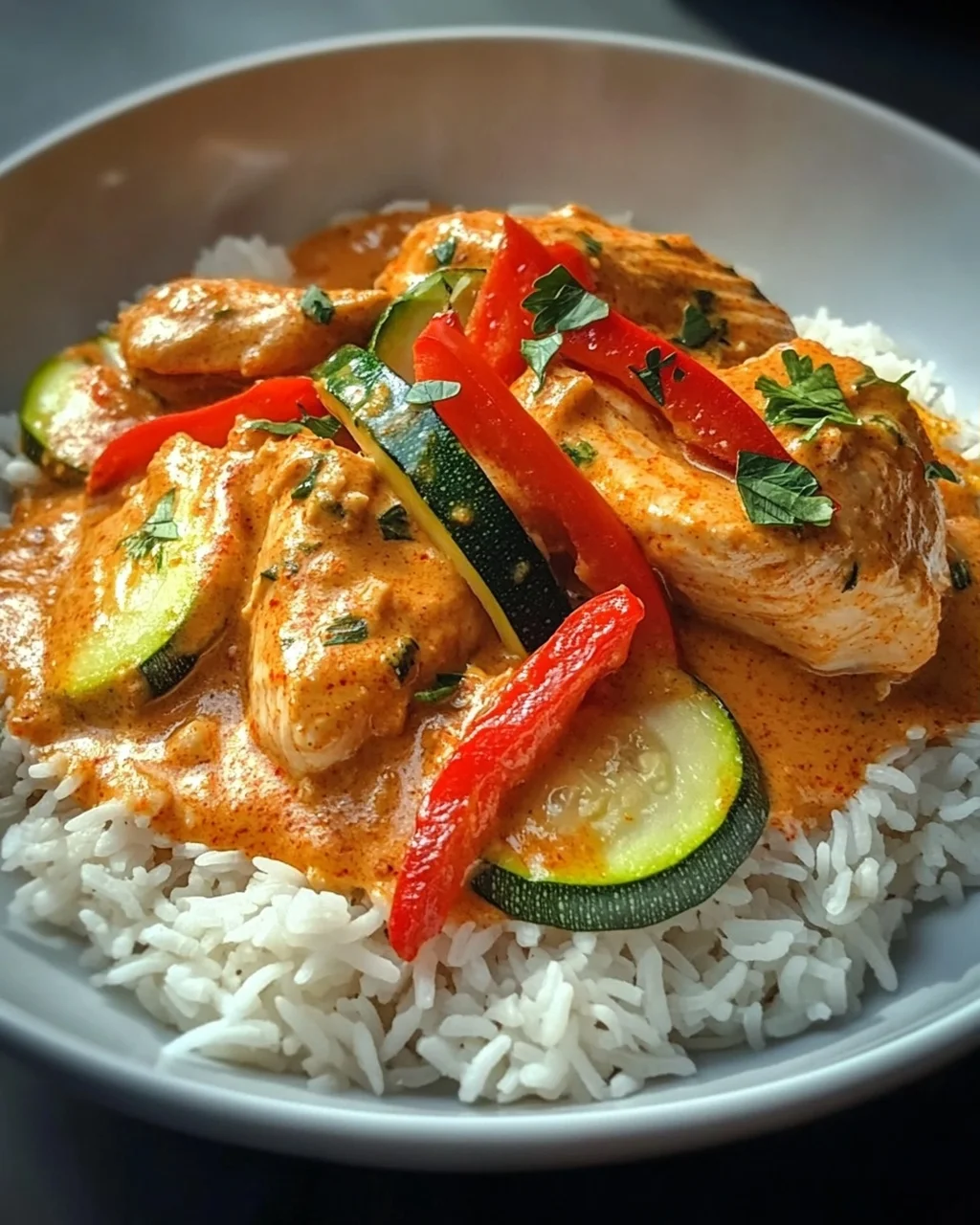 Paprika-Zucchini-Rahm-Hähnchen