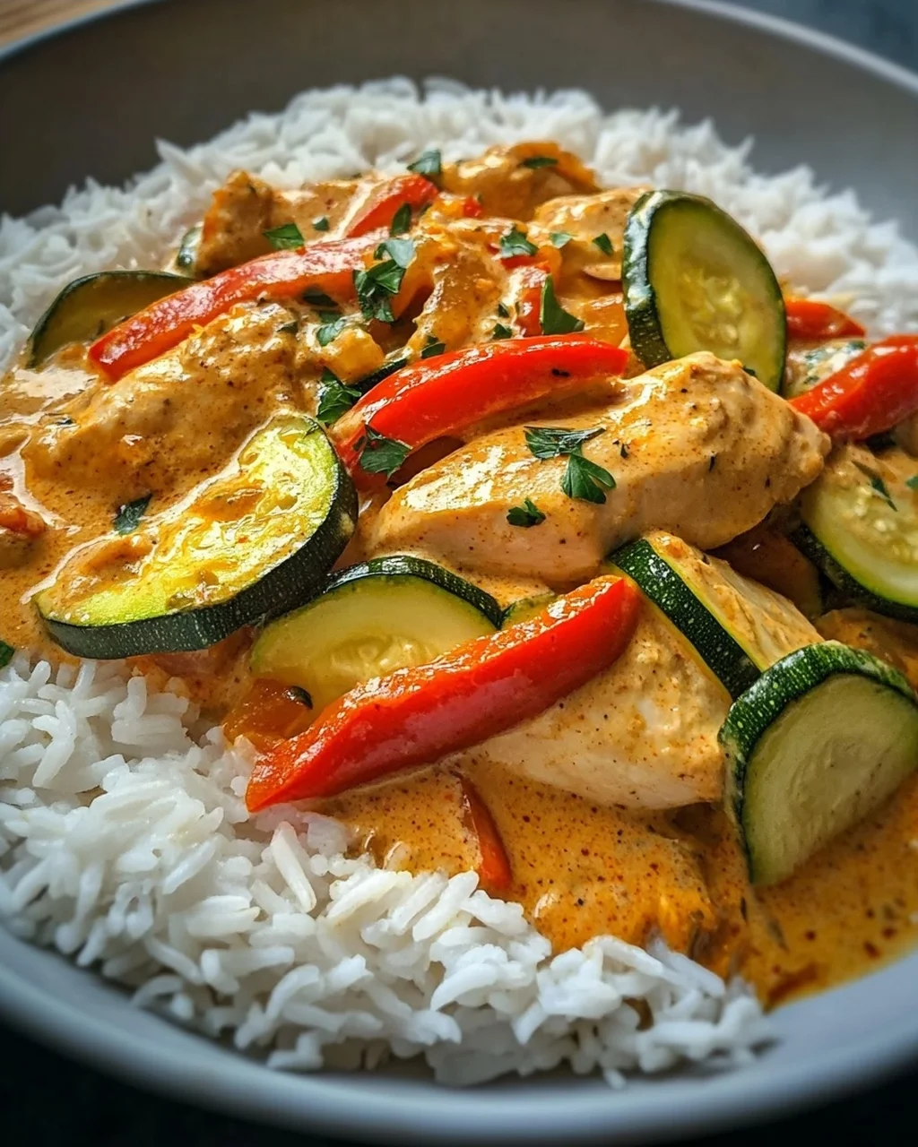 Paprika-Zucchini-Rahm-Hähnchen