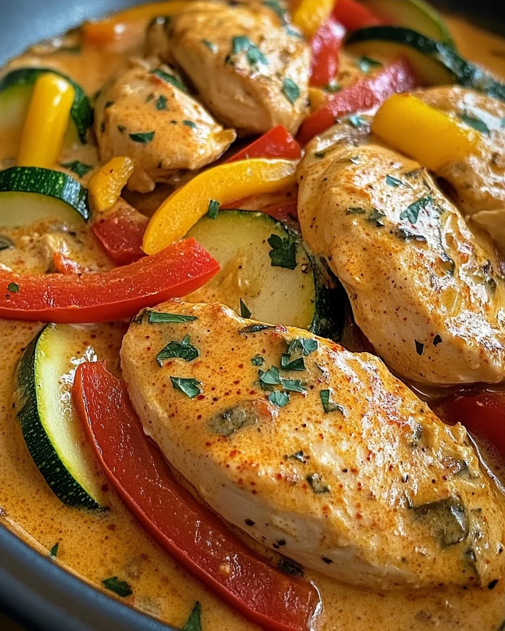 Paprika-Zucchini-Sahne-Hähnchen