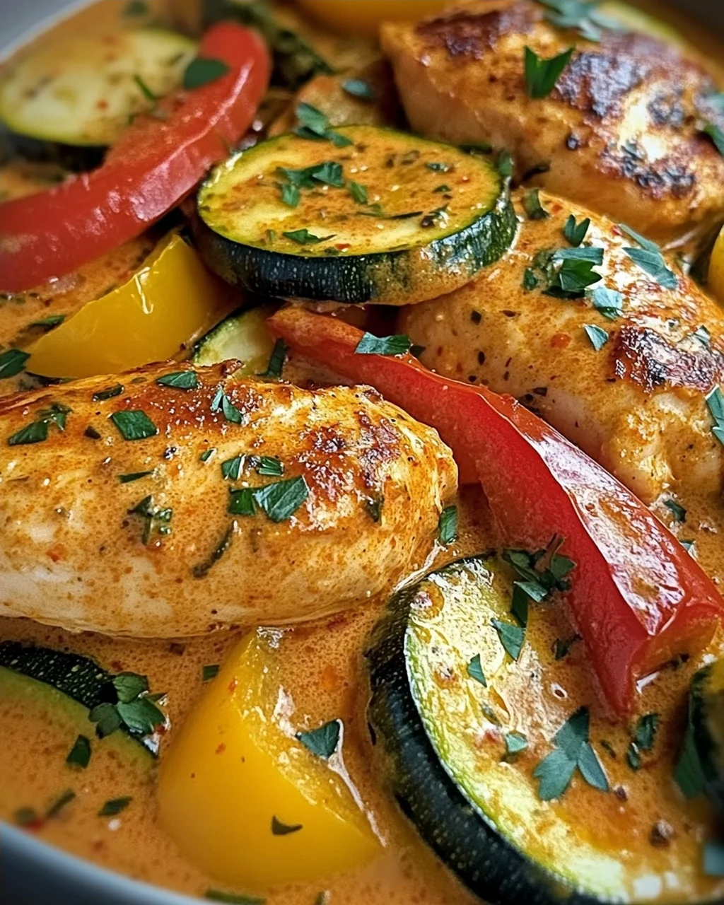 Paprika-Zucchini-Sahne-Hähnchen
