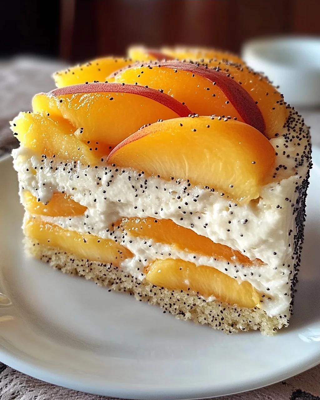 Pfirsichtorte mit Mohn