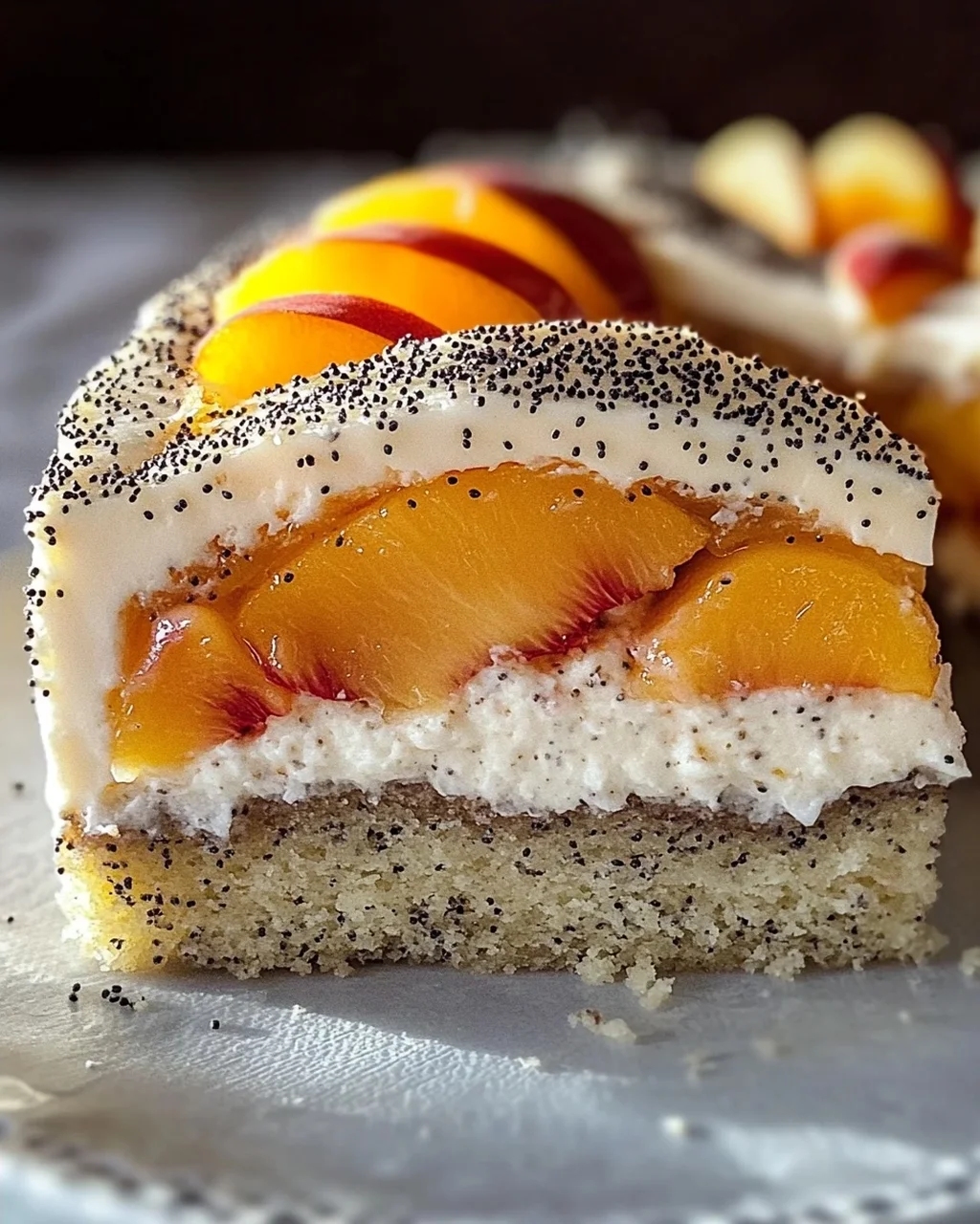 Pfirsichtorte mit Mohn