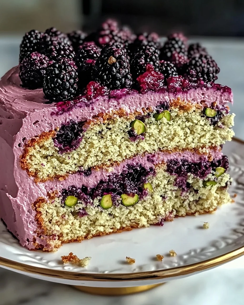 Pistazien- und Brombeeren-Olivenölkuchen für Feinschmecker