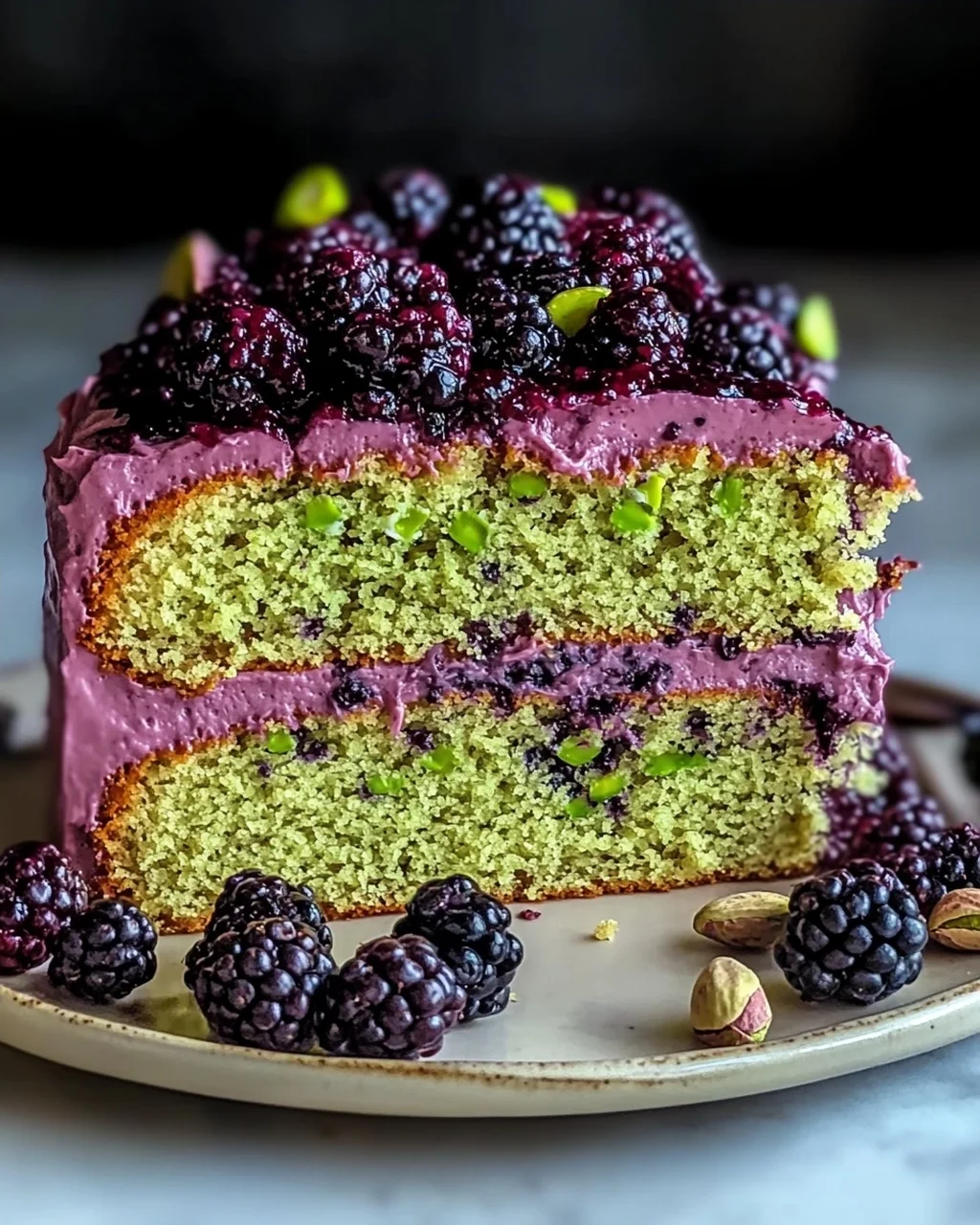 Pistazien- und Brombeeren-Olivenölkuchen für Feinschmecker