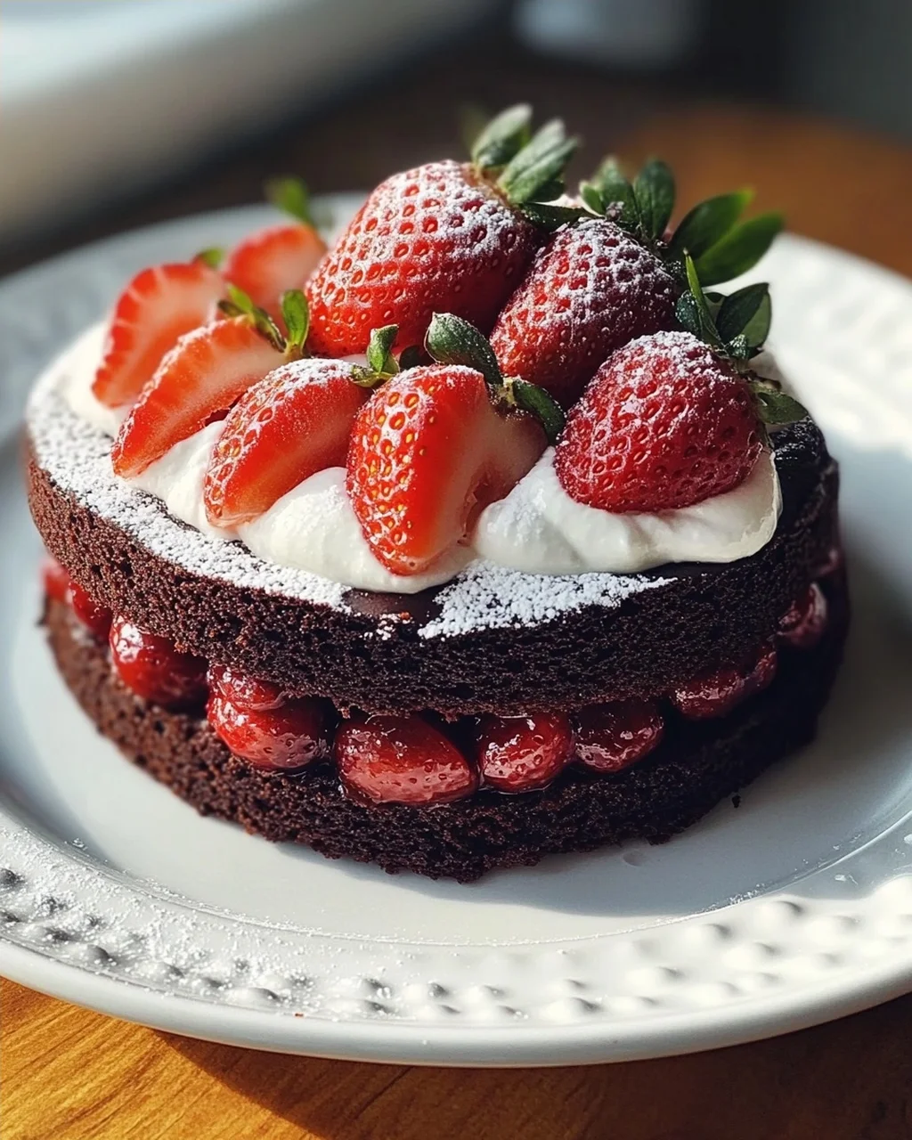 Quick Strawberry Cake with Chocolate Base and Non-Alcoholic Alternatives