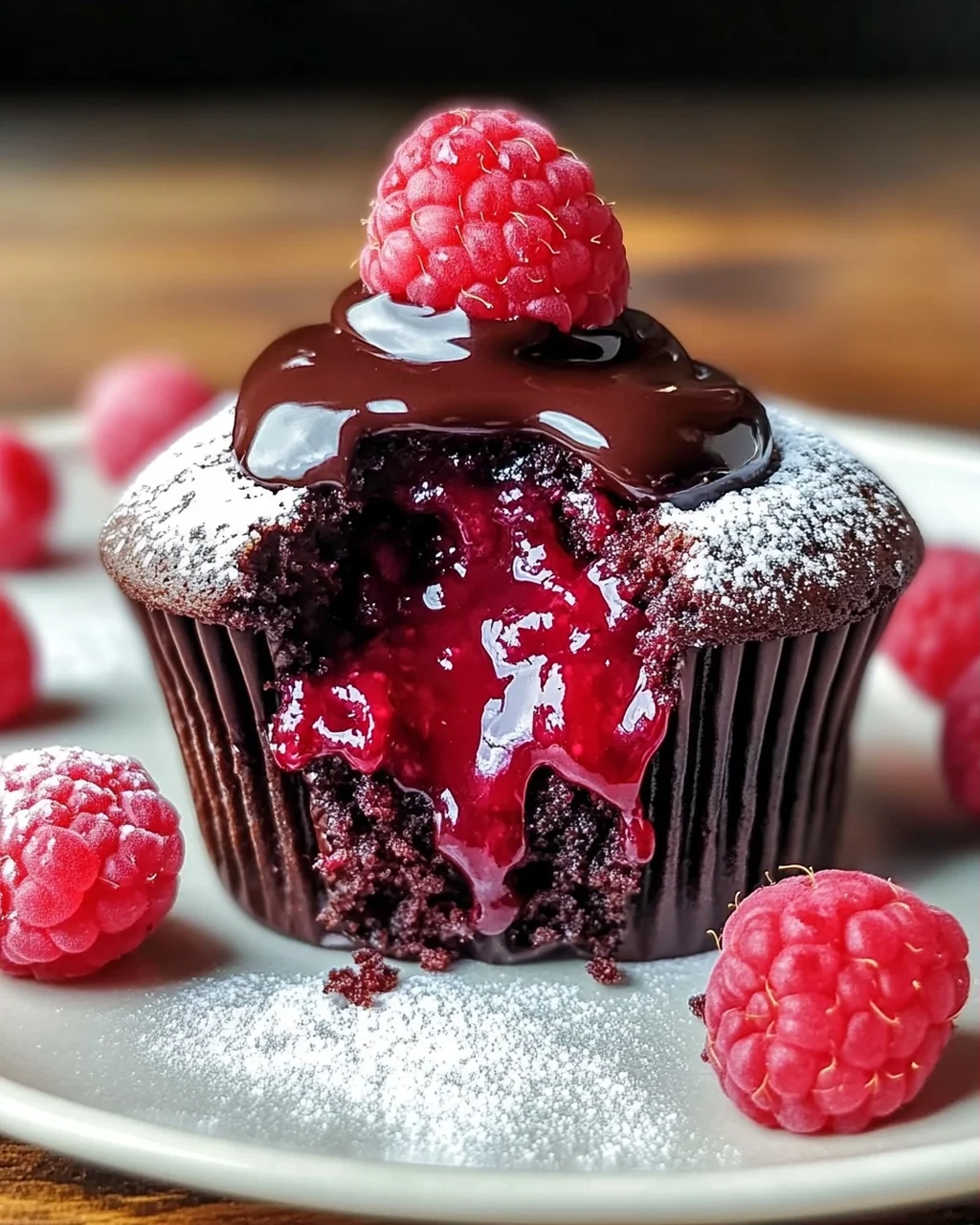 Raspberry Chocolate Lava Cupcakes