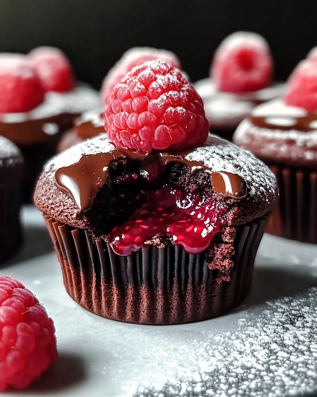 Raspberry Chocolate Lava Cupcakes