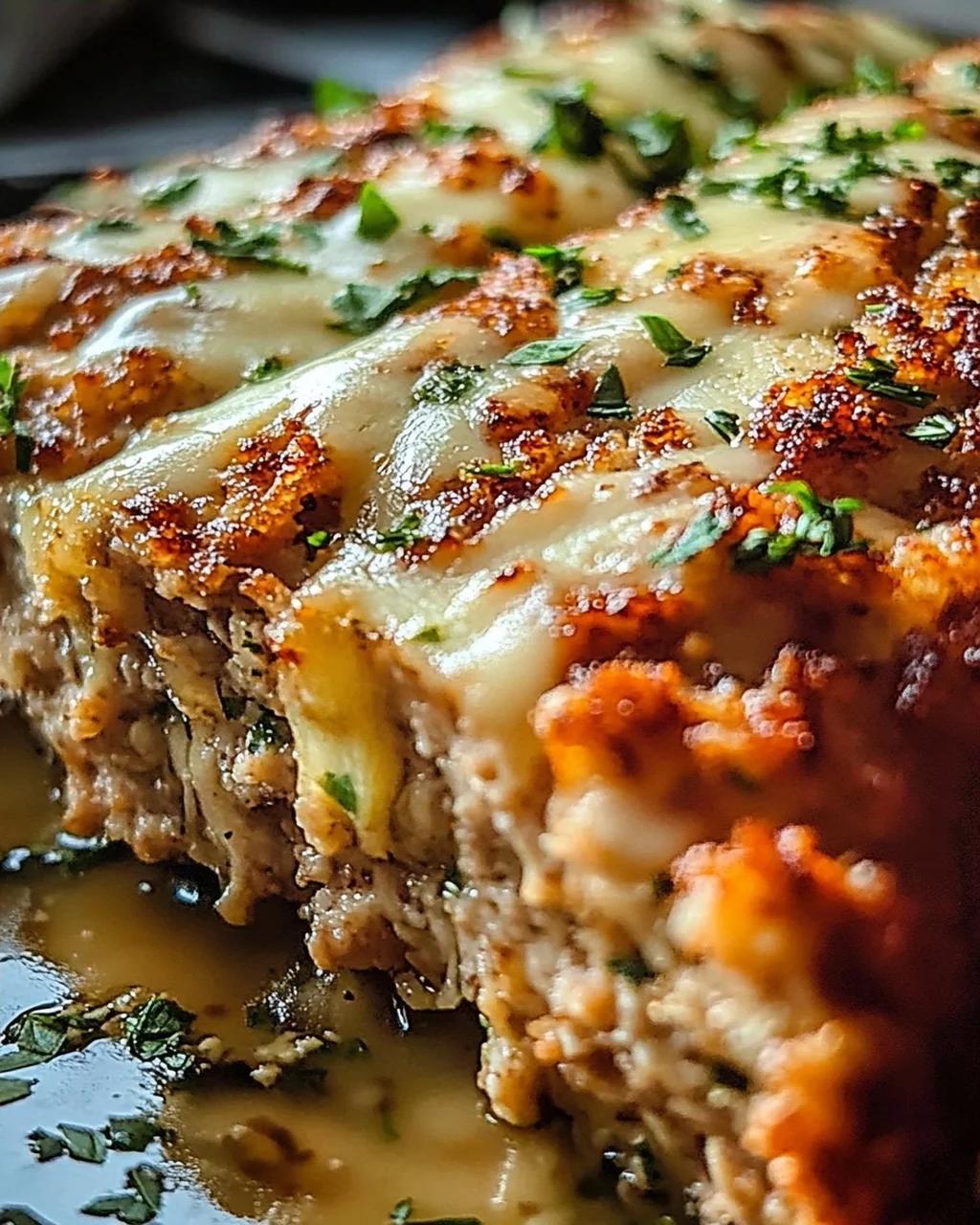 Saftiger Knoblauch-Parmesan-Hühnchen-Fleischlaib Rezept