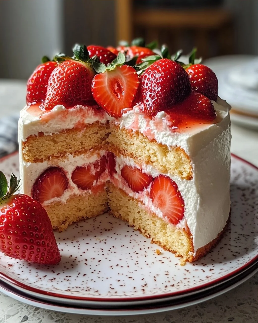 Schneller Erdbeerkuchen mit Schmand
