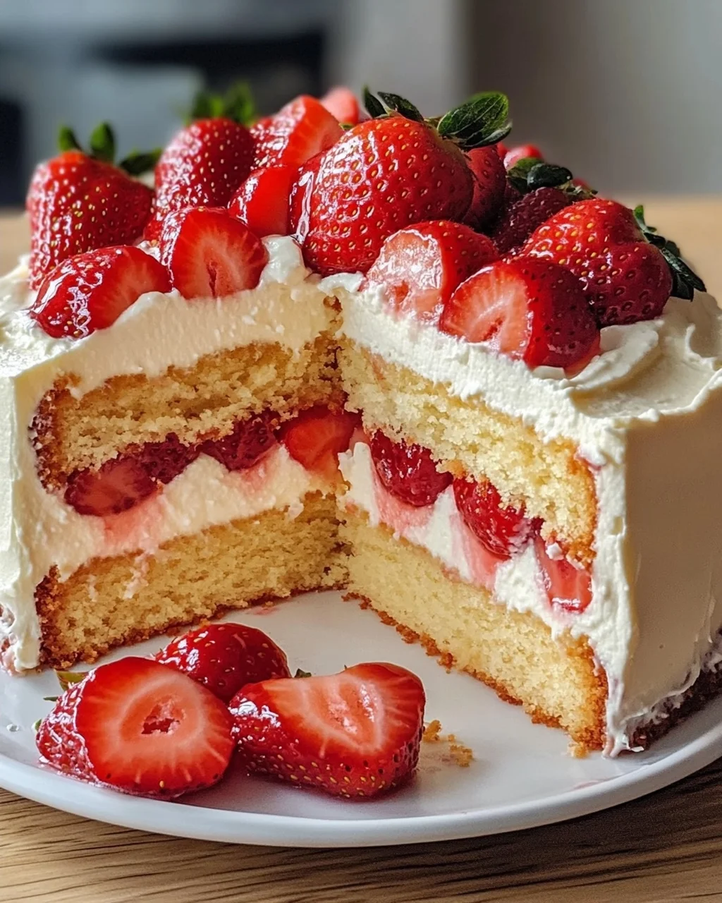 Schneller Erdbeerkuchen mit Schmand