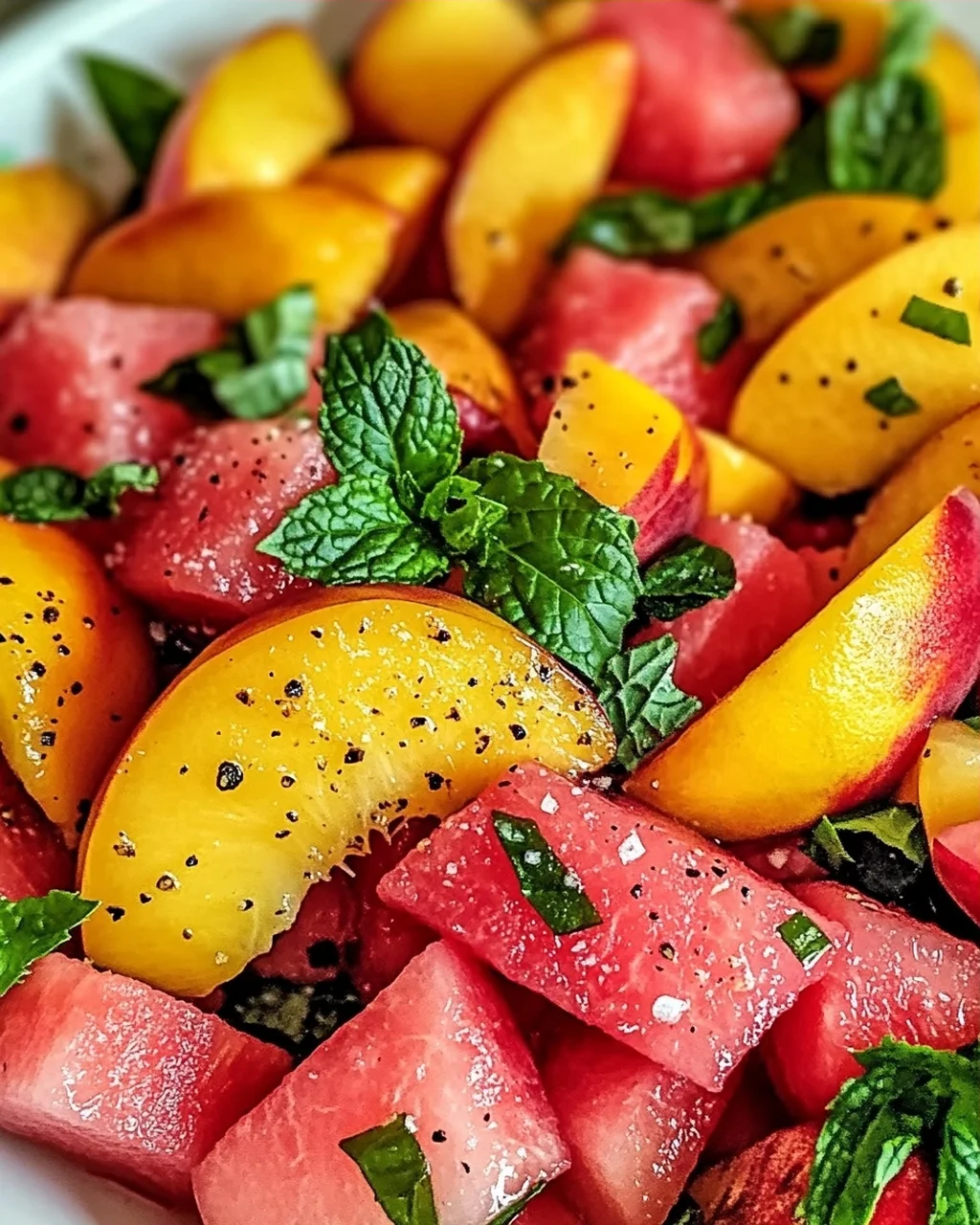 Sommerpfirsich-Wassermelonen-Salat für heiße Tage