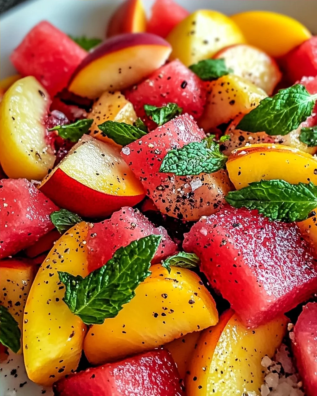 Sommerpfirsich-Wassermelonen-Salat für heiße Tage