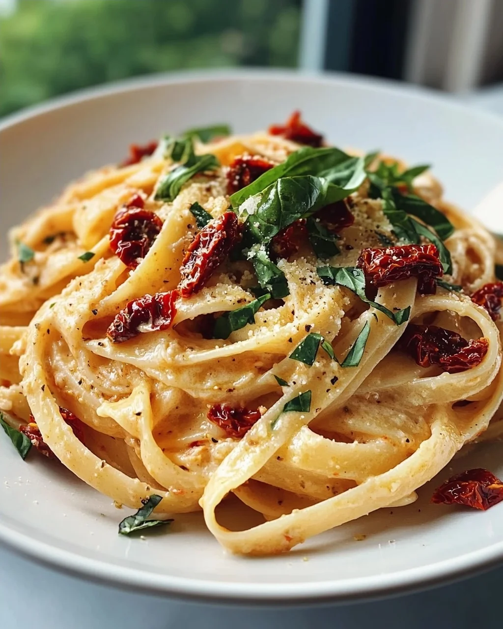 Sonnige Vegane Pasta: Cremig mit Getrockneten Tomaten