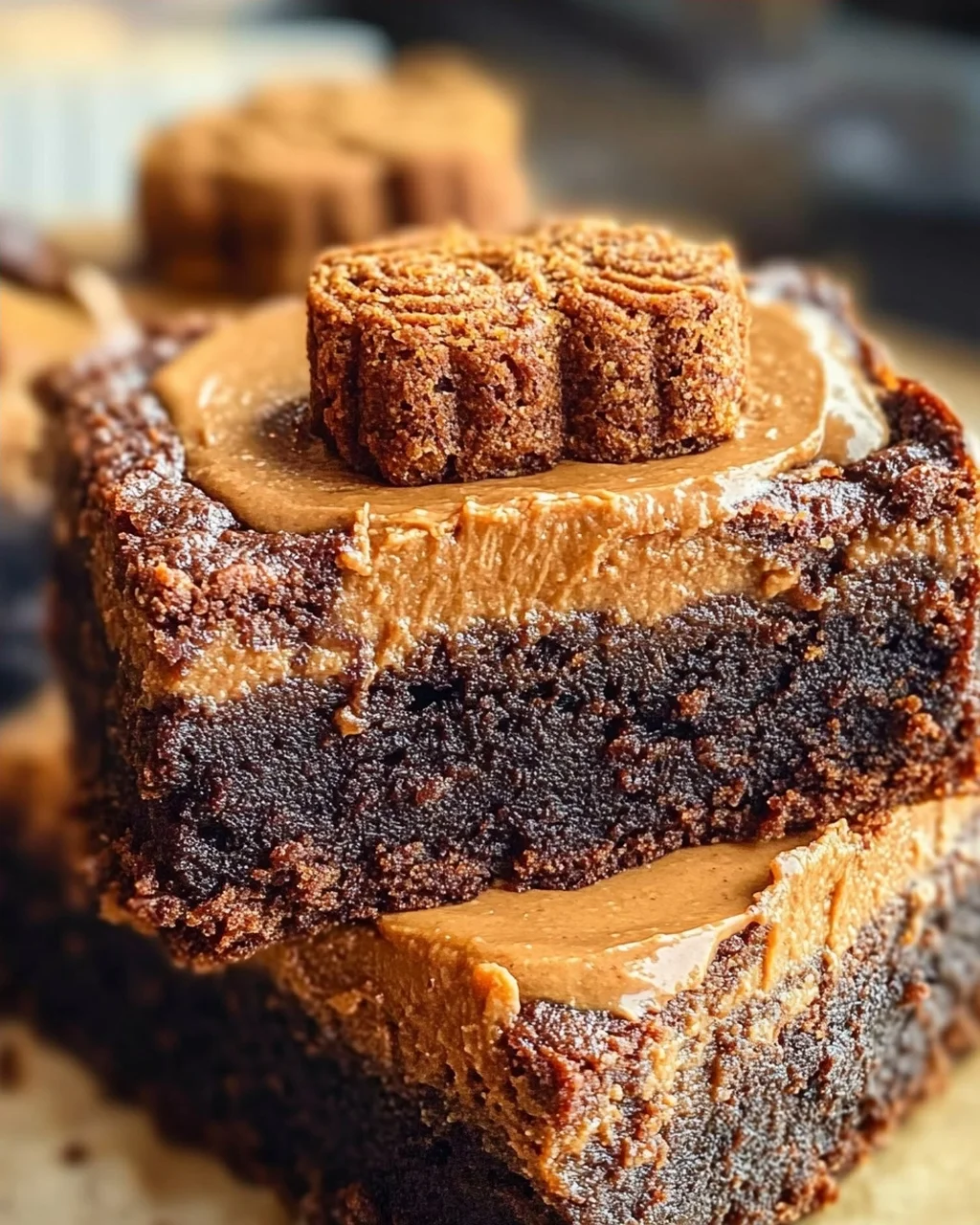 Spekulatius Brownies mit Lotus Biscoff Brotaufstrich