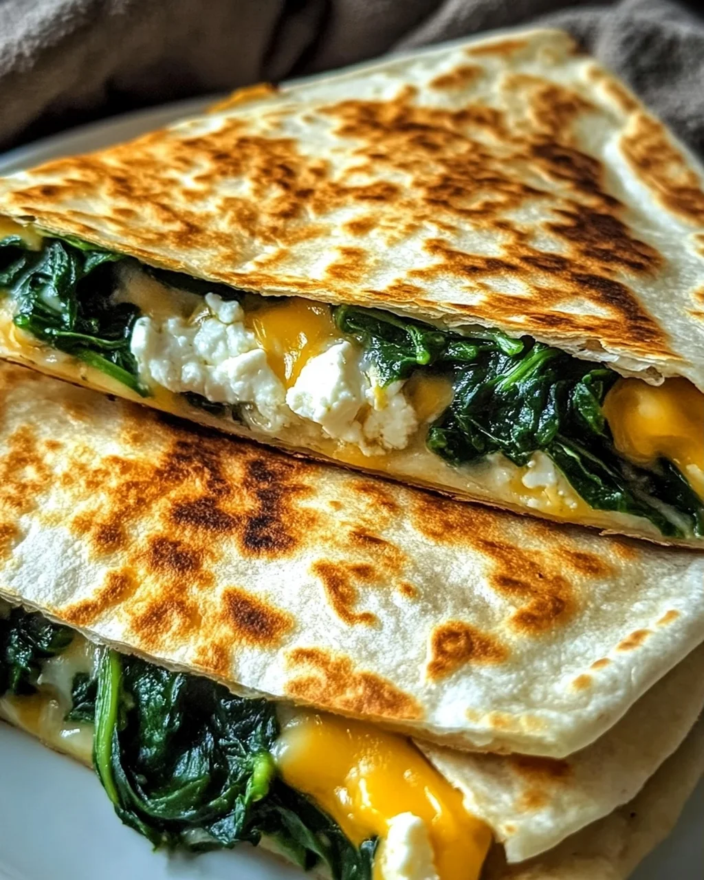 Spinat und Feta Quesadillas in 20 Minuten