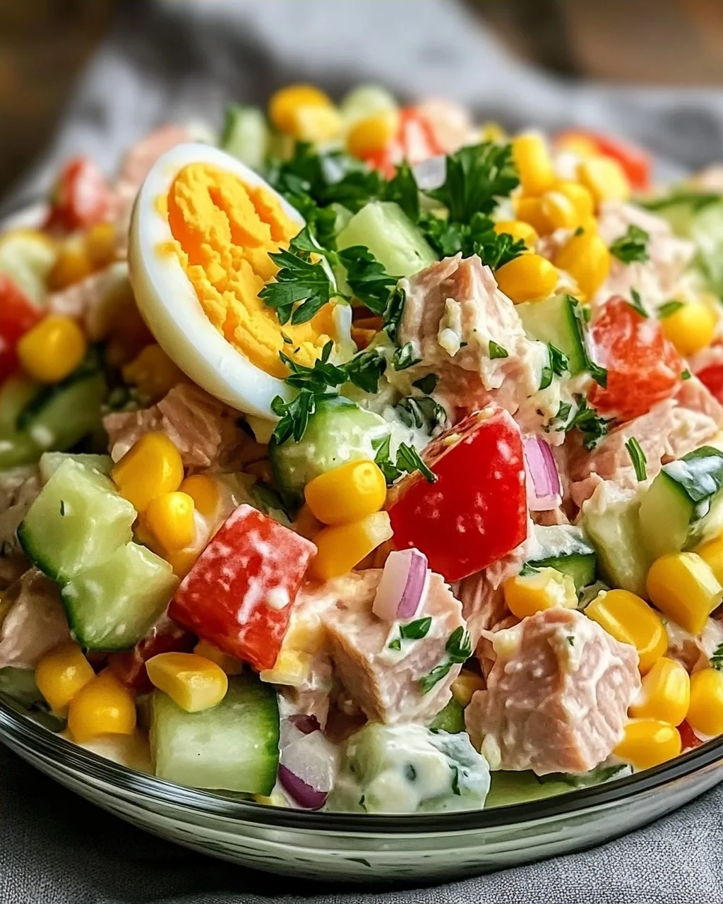 Thunfischsalat mit Ei und Gurke
