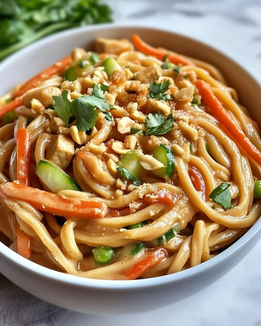 Udon Nudeln mit Erdnusssauce & Gemüse – Schnell & lecker!