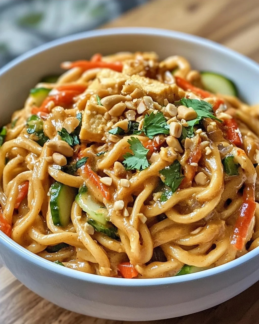 Udon Nudeln mit Erdnusssauce & Gemüse – Schnell & lecker!