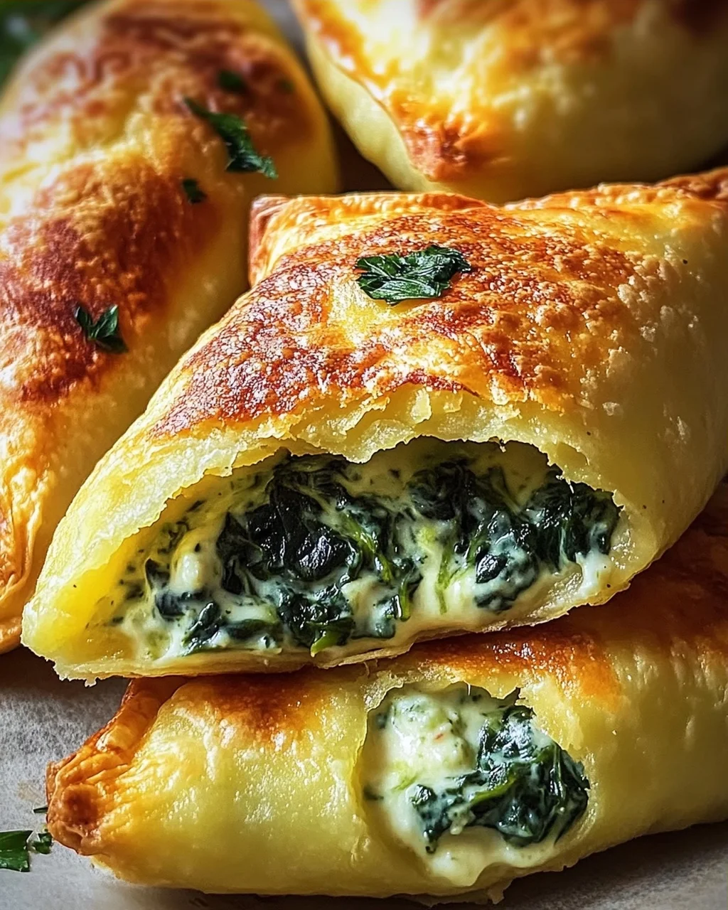 Vegane Kartoffeltaschen mit Spinat-Frischkäse-Füllung
